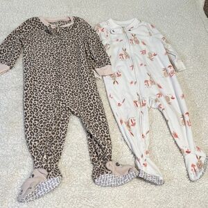 Carter's Brown Leopard and White Bunny Footies